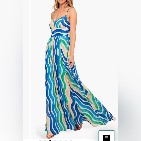 Flying Tomato Lettuce Edge V-Neck Maxi Dress Medium - Picture 1 of 9